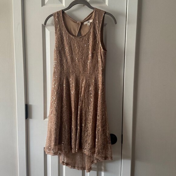 Ya Los Angeles Dresses & Skirts - Ya Los Angeles Womens Brown Sequin Open Back High Low Dress Size S Small